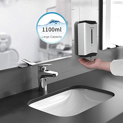 AIKE Heavy Duty Automatic Soap Dispenser,37oz for Bathroom,Polished Steel | 5-Level and Savety Key for Commercial(4*AA Batteries Not Included),Screw Wall Mount for Space-Saving,Stainless Steel AK1206 - color: Polished Stainless Steel