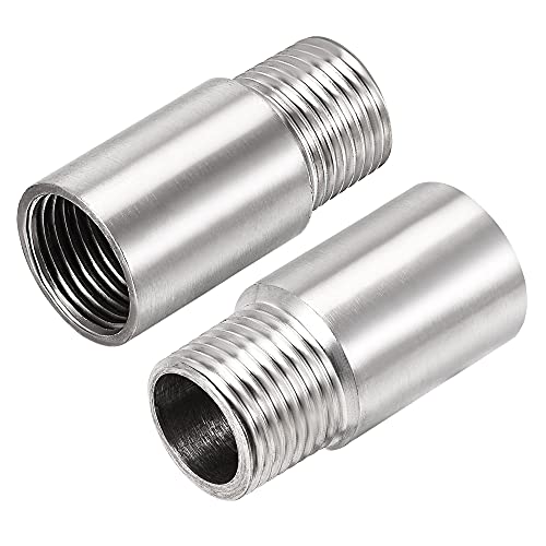 uxcell Shower Head Extension Arm Stainless Steel 1/2PT Male to 1/2PT Female Thread 50mm Length Cast Pipe Fitting Coupler 2Pcs - size: 50mm