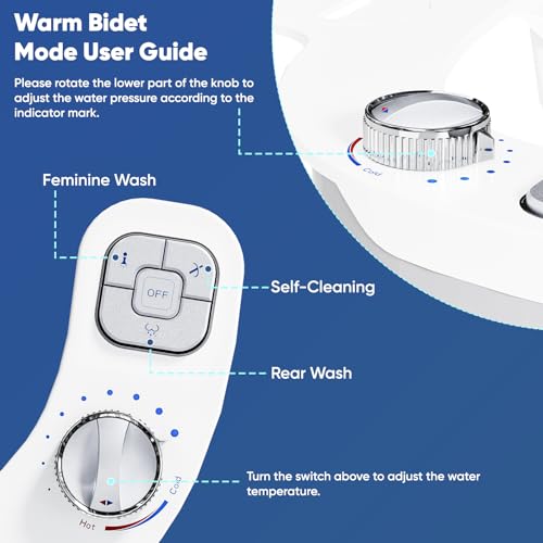 Hot and Cold Bidet, Warm Water Bidet Attachment for Toliet, Non-Electric Warm Bidet with Adjustable Water Pressure, Dual nozzle Rear and Feminine Wash - Self cleaning (Silver) - style: Silver