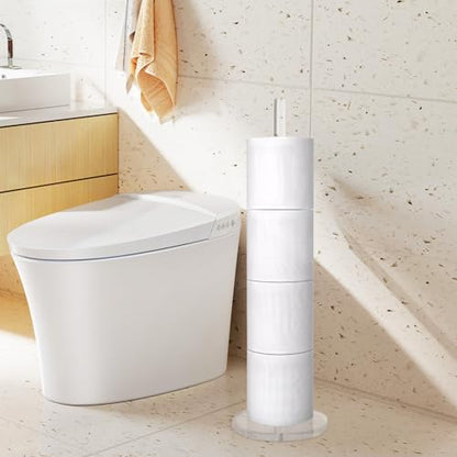 Acrylic Freestanding Toilet Paper Roll Holder, Clear, Modern Style, 20x6 Inches