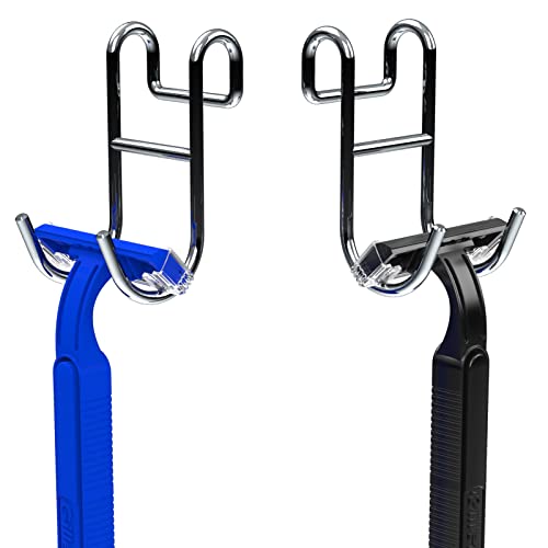 Shower Caddy Hooks, Razor Hanger for Shelf and Loofah (Silver - 2 Open) - color: Silver - 2 Open