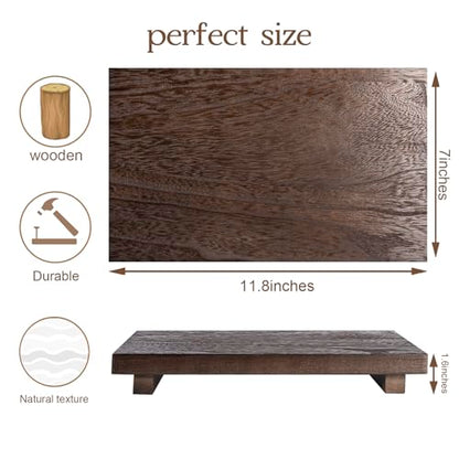 zoocatia Small Wood Tray Pedestal Stand Farmhouse Bathroom Decor Decorative Wooden Riser Kitchen Soap Dish Holder for Vanity, Counter, Sink, Large 11.8" x 7" - Walnut | Waterproof, Lightweight, Easy Clean, Small Wooden Riser Pedestal Stand Accessories for