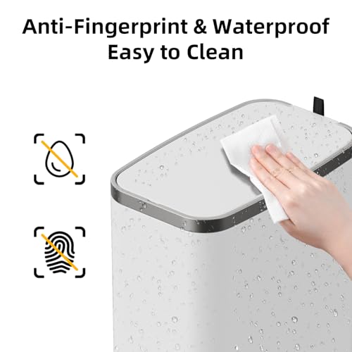 KdbK Stainless Steel Bathroom Trash Can with Lid Soft Close,1.6 Gallon Slim Garbage can,Small Metal Step Wastebasket for Office, Bedroom, Toilet, White - color: White