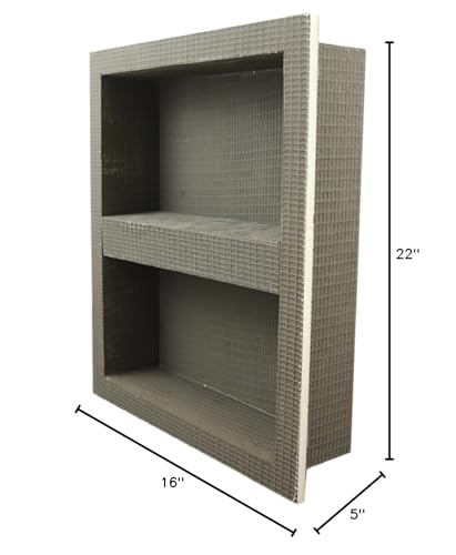 Ardex TLT 502 Vapor-Resistant XPS Foam Waterproof Shower Niche 16"x22" | Prefabricated, Lightweight - with Alkali Resistant Fiberglass Mesh, Adjustable Shelf - for Tiled Shower Surrounds - style: TLT 502-16 Inch x 22 Inch