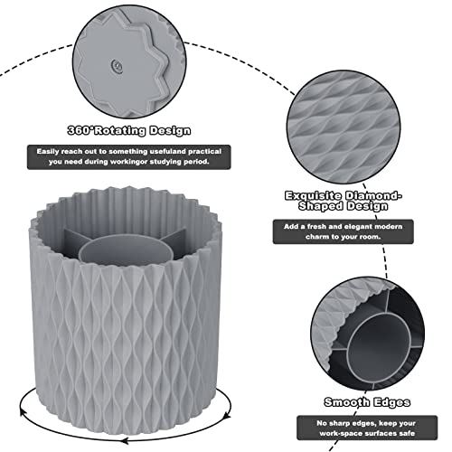 Makeup Brush Holder Organizer - 360° Rotating, 5-Slot Brush Cup for Cosmetics, Lipsticks, Pens | Vanity & Desk Organizer (Grey) - color: Grey