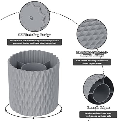 Makeup Brush Holder Organizer - 360° Rotating, 5-Slot Brush Cup for Cosmetics, Lipsticks, Pens | Vanity & Desk Organizer (Grey) - color: Grey
