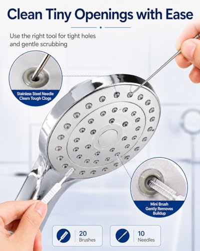 30 Pcs Shower Head Cleaning Brush Set Cleaner Picks - Small Hole Nozzle Unclogger, Anti-Clogging Shower Head Cleaner with Storage Boxes