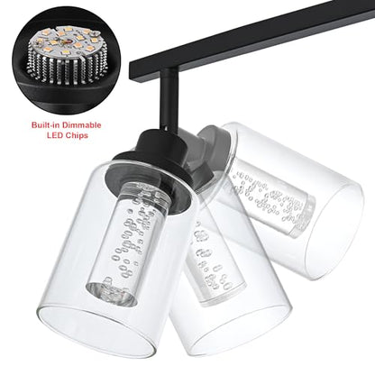MELUCEE 3 Lights LED Track Lighting Kit Ceiling, 5-Color Temperature | Bathroom Vanity Light Fixtures Wall Mounted Lamp Black Finished with Flexibly Rotatable Light Heads, Built-In LED Chips - color: Black, size: 3 Lights