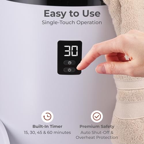SereneLife Towel Warmer Bucket Style – Portable Blanket Heater for Spa and Bathroom, Large Capacity, Customizable Fragrance, Auto Shut-Off, Fits 2 Large Towels or Blankets, One-Touch Control, Black - color: Black