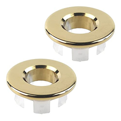 2Pcs Sink Overflow Cover, Sink Trim Overflow Ring, Round Caps Brass, Golden - color: Golden