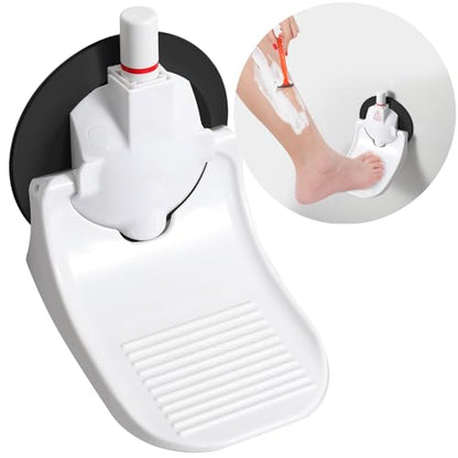 Shower Foot Rest for Shaving Legs with Upgraded Industrial Suction Cup, Only Fit Smooth & Non-Porous & Bigger 5.2 Inches Tile Wall, White, Pack of 1 | Sticks Securely: 5" industrial suction cup offer 337 lbs holding power on smooth tile/glass - for leg sh