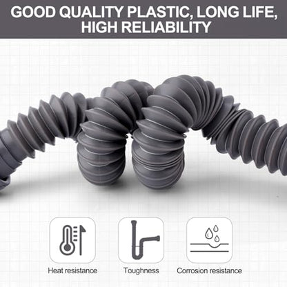 Sink Drain Kit, 1-1/2 Inch Expandable Flexible P-Trap 7.5 Inch - 17.7 Inch Flexible Sink Drain Pipe for Bathroom Sinks Kitchen Sinks