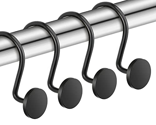 CHICTIE Black Shower Curtain Hooks, 12 Pieces, Metal, Shower Curtain Rings, Modern Decorative Design - color: Black