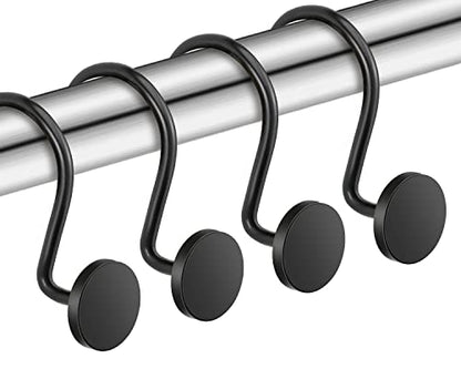 CHICTIE Black Shower Curtain Hooks, 12 Pieces, Metal, Shower Curtain Rings, Modern Decorative Design - color: Black