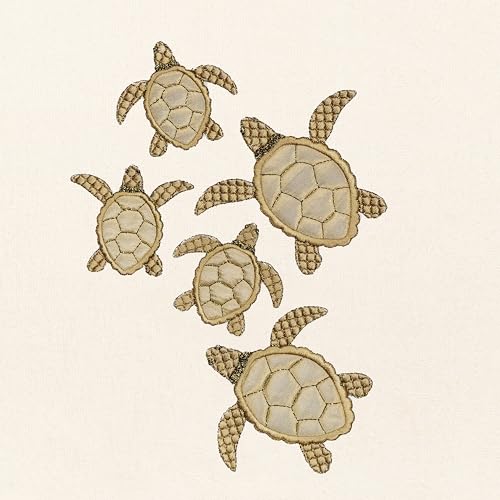 Jewel 4-Piece Premium Towel Set, Embroidered Turtles, Plush Turkish Cotton, Durable & Quick Dry, Elegant Beach Style, 2 Bath 2 Hand Towels, Beige - color: Beige, size: 2 Pcs Bath 2 Pcs Hand Towel