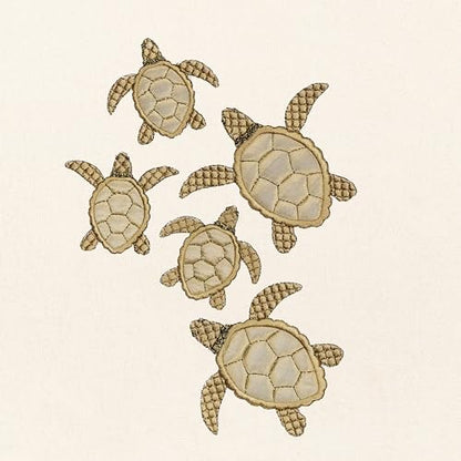 Jewel 4-Piece Premium Towel Set, Embroidered Turtles, Plush Turkish Cotton, Durable & Quick Dry, Elegant Beach Style, 2 Bath 2 Hand Towels, Beige - color: Beige, size: 2 Pcs Bath 2 Pcs Hand Towel