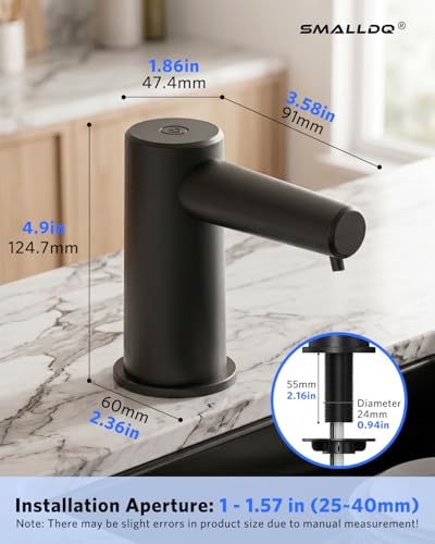 Built-in Touchless Automatic Kitchen Sink Dish Soap Dispenser | Universal Fit, Easy to Install, 38 Inch Silicone Tube Connects to Soap Bottle, Plug-in Electric for Kitchen & Bathroom, Black