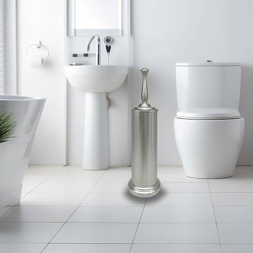 Brushed Nickel Toilet Bowl Brush with Holder, Durable Bathroom Cleaning Tool, Modern Design for Easy Toilet Maintenance, Bathroom Cleaner Brush for Efficient Cleaning and Hygiene - color: Brushed Nickel 2