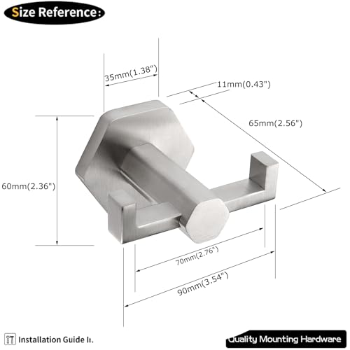 GERZWY Bathroom Double Towel Hook Wall Mounted Brushed Stainless Steel Coat/Robe Clothes Hook for Bath Kitchen Modern Hotel 2 Pack - color: Brushed