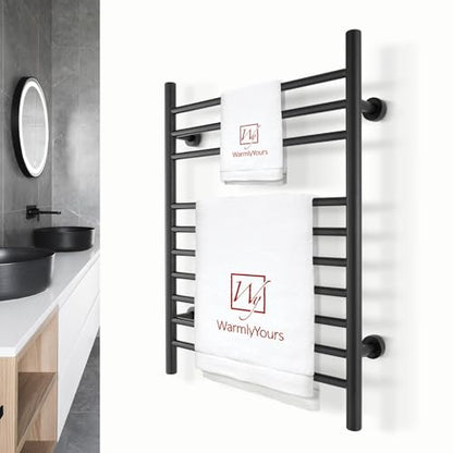 Heated Towel Rack, 10-Bar Wall-Mounted Electric Towel Warmer, Matte Black, Plug-in or Hardwired, Luxury Bathroom Accessory for Warm, Dry Towels (WarmlyYours Infinity) - color: Matte Black