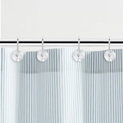 J&V TEXTILES Shower Curtain Hooks Rings, Rust Resistant Metal Double Glide Shower Hooks Rings for Bathroom Shower Rods Curtains, Set of 12 Hooks (Crystal Clear Sphere) - color: Crystal Clear Sphere