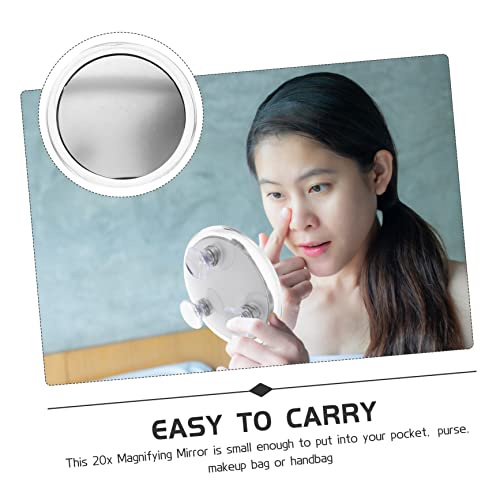 NOLITOY Round Makeup Mirror with Suction Cups 20x Magnification Lighted Magnifying Mirror for Travel and Home