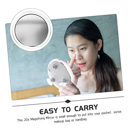 NOLITOY Round Makeup Mirror with Suction Cups 20x Magnification Lighted Magnifying Mirror for Travel and Home