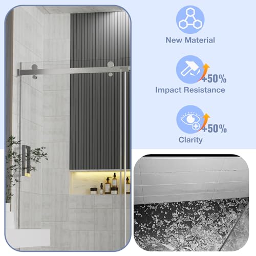 Frameless Bathtub Sliding Shower Door, 5/16" (8mm) Clear Tempered Glass, 56-60" W x 58" H, Quiet Soft-Close, Reversible Installation, SGCC Certified (Chrome-Bathtub Style A, 60" W x 58" H) - color: Chrome-Bathtub A-60" W x 58" H