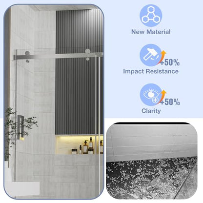 Frameless Bathtub Sliding Shower Door, 5/16" (8mm) Clear Tempered Glass, 56-60" W x 58" H, Quiet Soft-Close, Reversible Installation, SGCC Certified (Chrome-Bathtub Style A, 60" W x 58" H) - color: Chrome-Bathtub A-60" W x 58" H