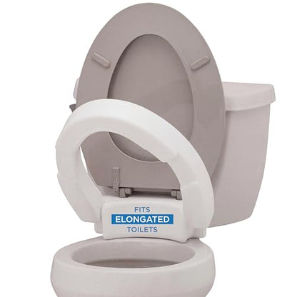 NOVA Medical Products Hinged Toilet Seat Riser Lift Up and Down Raised Toilet Seat For Under Seat For Elongated Seat Color, White, (Pack of ), 1 Count - style: Elongated Hinged