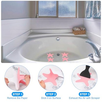 PATIKIL Bathtub Non Slip Stickers 3.86x3.86 Inch, 6 Pack Starfish Safety Shower Floor Anti Slip Stickers with Adhesive Decals Scraper for Bath Tub Shower Floor Stair, Clear - color: Clear