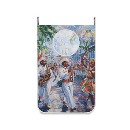1PC Hanging Laundry Hamper Bag Over the Door Laundry Hamper Wall Hamper Large Dirty Clothes Hamper with Stainless Steel Hooks 29.5x20Inch Blue Music Party Mardi Gras - color: Blue Music Party Mardi Gras, size: 1 PC