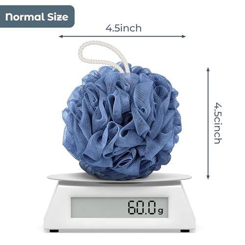 Rnoafmu Shower Loofah Bath Sponge 4 Pack (Blue Gray Green Dark Green) | 60G Luffa Exfoliating Body Scrubber, Mesh Shower Pouf Balls for Men and Women, Rich Lather with Body Wash - color: Blue Gray Green Dark Green