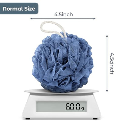 Rnoafmu Shower Loofah Bath Sponge 4 Pack (Blue Gray Green Dark Green) | 60G Luffa Exfoliating Body Scrubber, Mesh Shower Pouf Balls for Men and Women, Rich Lather with Body Wash - color: Blue Gray Green Dark Green