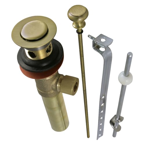 Kingston KB2003 Pop-Up Drain with Overflow, 22 Gauge, Antique Brass - color: Antique Brass