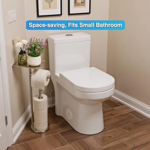 Toilet Paper Holder with Shelf, Freestanding Tissue Paper Stand with Storage Space for Extra 4 Toilet Paper Rolls (Stainless Steel Base, Brushed Nickel) - color: Brushed Nickel