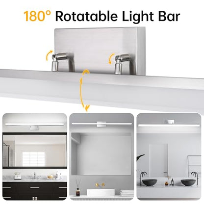 48 inch Bathroom Vanity Light, LED Modern Bathroom Light Fixtures Over Mirror, Dimmable 46W 5000K Cool White Vanity Lighting Fixture, Brushed Nickel Adjustable Vanity Light Bar-UL Certified - color: Cool White 5000K, size: 48 inch