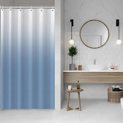 Ombre Haze Blue Stall RV Shower Curtain with Hooks 36x72inches | Machine Washable Waterproof, Modern Solid Boho Gradient, Bathroom Dorm Hotel Room Divider, Easy to Install, Window Curtain - color: Haze Blue, size: 36"W x 72"L (Pack of 1)