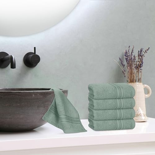 BOUTIQUO Ultra Soft Cotton Washcloths, Contains 12 Piece Face Cloths 12x12 inch, Ideal for Everyday use Face Towels, Compact & Lightweight Multi Purpose Washcloths - Jade - color: Jade, size: Washcloths - Set of 12