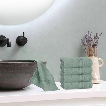 BOUTIQUO Ultra Soft Cotton Washcloths, Contains 12 Piece Face Cloths 12x12 inch, Ideal for Everyday use Face Towels, Compact & Lightweight Multi Purpose Washcloths - Jade - color: Jade, size: Washcloths - Set of 12