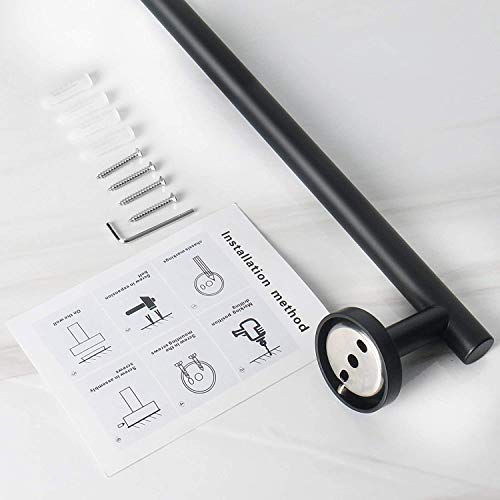 NearMoon Bath Towel Bar, Thicken Stainless Steel Shower Towel Rack Holder Wall Mounted for Bathroom, 9-lnch Overall Length-7-lnch Usable Hanging Space (1 Pack, Matte Black) - color: Matte Black, size: 9 Inch