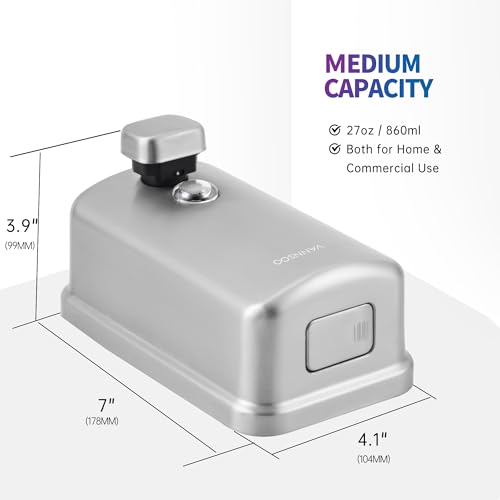 Commercial Soap Dispenser Wall Mount Bathroom, 27 fl.oz. | Liquid Brushed Stainless Steel Hand Sanitizer Dispenser - size: 27 fl.oz.