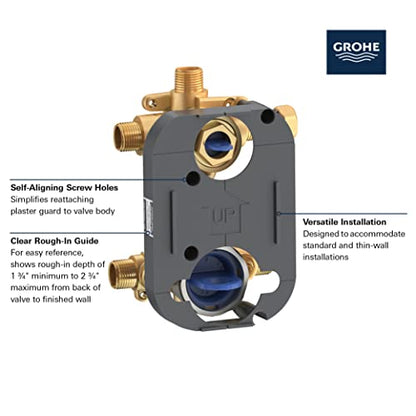 GROHE 29431A00 Timeless 2-Handle Pressure Balance Shower Set, Hard Graphite - color: Hard Graphite