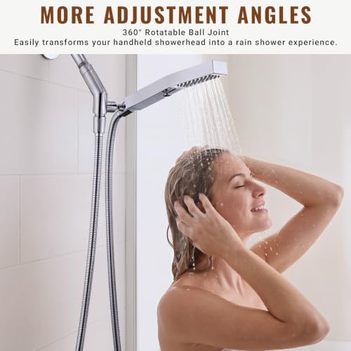 G-Promise All Metal Shower Head Holder, Wide Adjustable Range (Chrome) | Solid Brass, Extra-Wide Adjustable Angle Range, Shower Rack Compatible, Anti-Leak, Easy Install, Universal Replacement Part