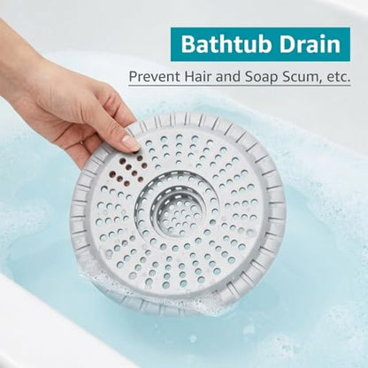 Silicone Shower Drain Hair Catcher,Anti-Clogging Pet Hair & Debris | Hair Stopper Drain Strainer for Bathroom Sink & Bathtub, Cover & Trap for Most Tubs, Stays in Place, Ease of Cleaning,3 Pack