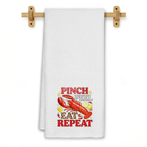 Red Lobster Coastal Kitchen Towels, Seafood Boil Party Supplies, Summer Beach Crawfish Dish Tea Towels for Kitchen Decor, Nautical Crawfish Decorative Hand Towel for Bathroom, 16x24 Inch - color: Nautical Crawfish