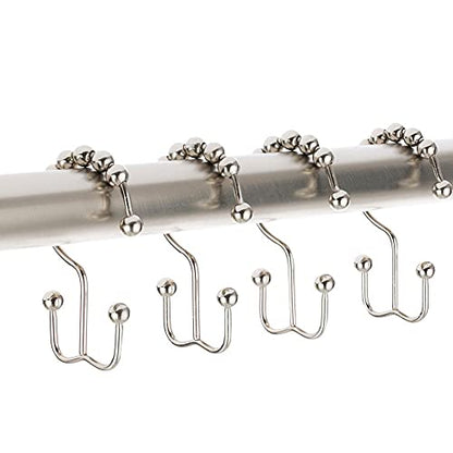 Double Shower Curtain Hooks - Set of 12 Metal Shower Curtain Rings - Double Glide Shower Hooks for Bathroom Curtain (Nickel) - color: Nickel