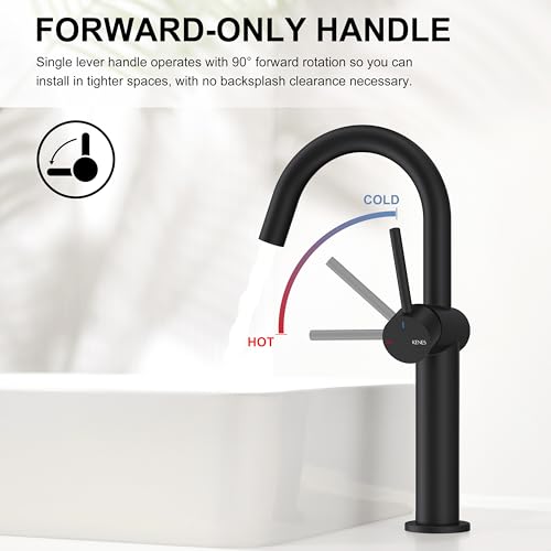 Matte Black Vessel Sink Faucet Single Handle, Tall Bathroom Faucet | Vessel Bowl Faucet with Pop Up Drain & Supply Lines, Lead-Free cUPC & NSF Certified, 1 Hole Faucet for Vanity RV Restroom - color: Matte Black, size: Tall
