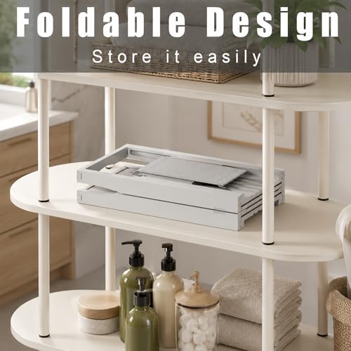 Artmeer Foldable Bamboo Bathtub Caddy Tray Expandable Bath Table for Tub with Cup Holder Book Stand and Bathroom Organizer, Gray