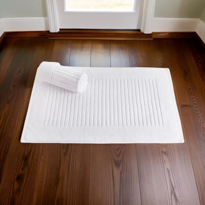CTT - 2 Piece Bathroom Rugs Set, 100% Cotton Bath Mats, Comfy & Highly Absorbent Bathroom Floor Mats, Machine Washable | 20"x32" (White) - color: White